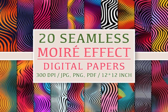 20 Seamless Moiré Effect Patterns Digital Papers: Transform Your Creative Projects