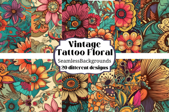20 Vintage Tattoo Style Floral Patterns for Creative Projects