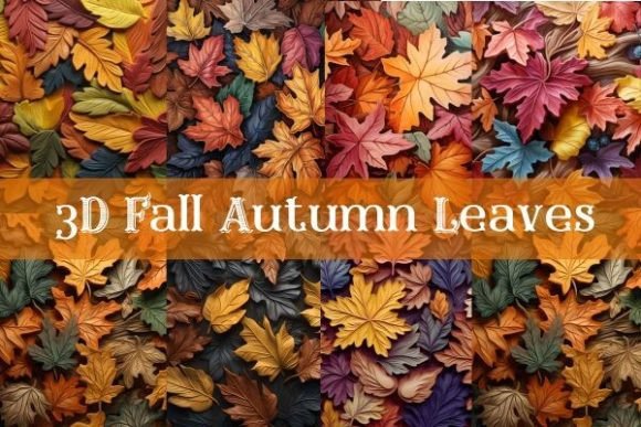 3D Fall Autumn Leaves Seamless Patterns