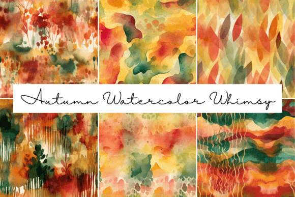 Autumn Watercolors Seamless Patterns