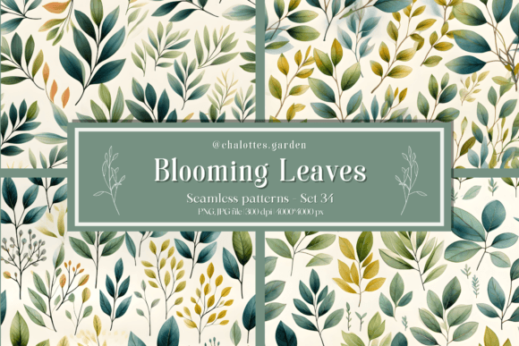 Blooming Leaves Seamless Patterns - 34