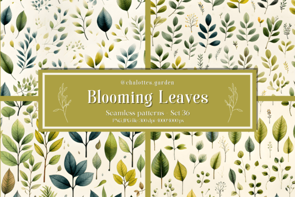 Blooming Leaves Seamless Patterns - 36