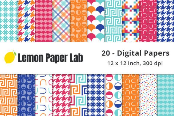 Bright Geometric Digital Patterns for Creative Projects