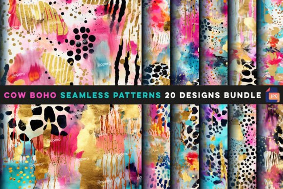 Cow Boho Seamless Patterns