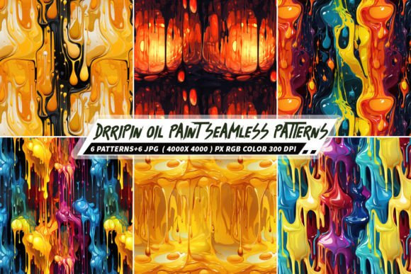 Drippings Oil Paint Seamless Patterns