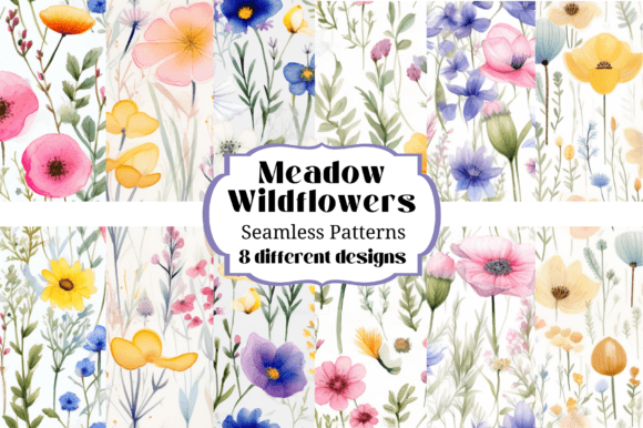 Meadow Wildflowers Watercolor Patterns