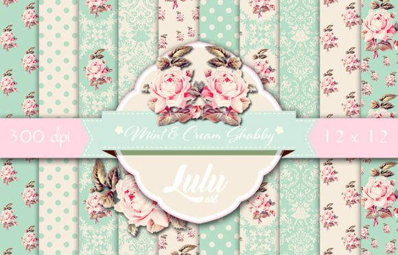 Mint and Cream Shabby Patterns
