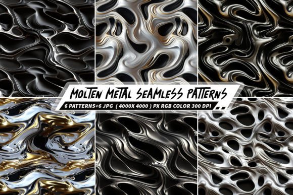 Molten Metal 6 Seamless Patterns – Create Stunning Designs for Your Business
