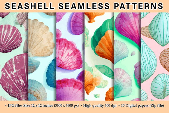 Seashell Seamless Patterns for Creative Projects
