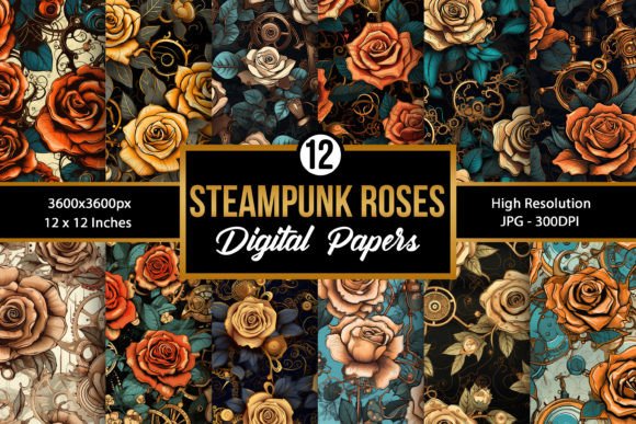 Steampunk Roses Digital Paper Patterns: A Versatile Creative Resource