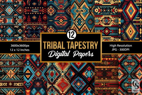 Tribal Tapestry Digital Paper Patterns