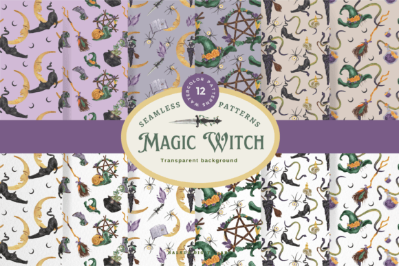 Vintage Magic Witch Seamless Patterns: A Timeless Design Resource for Halloween and Beyond