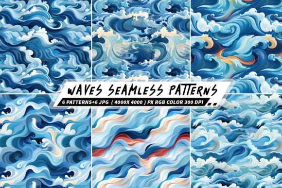 Waves 6 Seamless Patterns Backgrounds