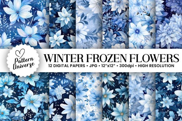 Winter Frozen Flowers Seamless Patterns for Creative and Strategic Use in Design Projects