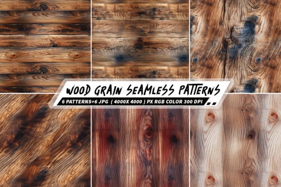 Wood Grain 6 Seamless Patterns – Create Stunning Designs for Your Business
